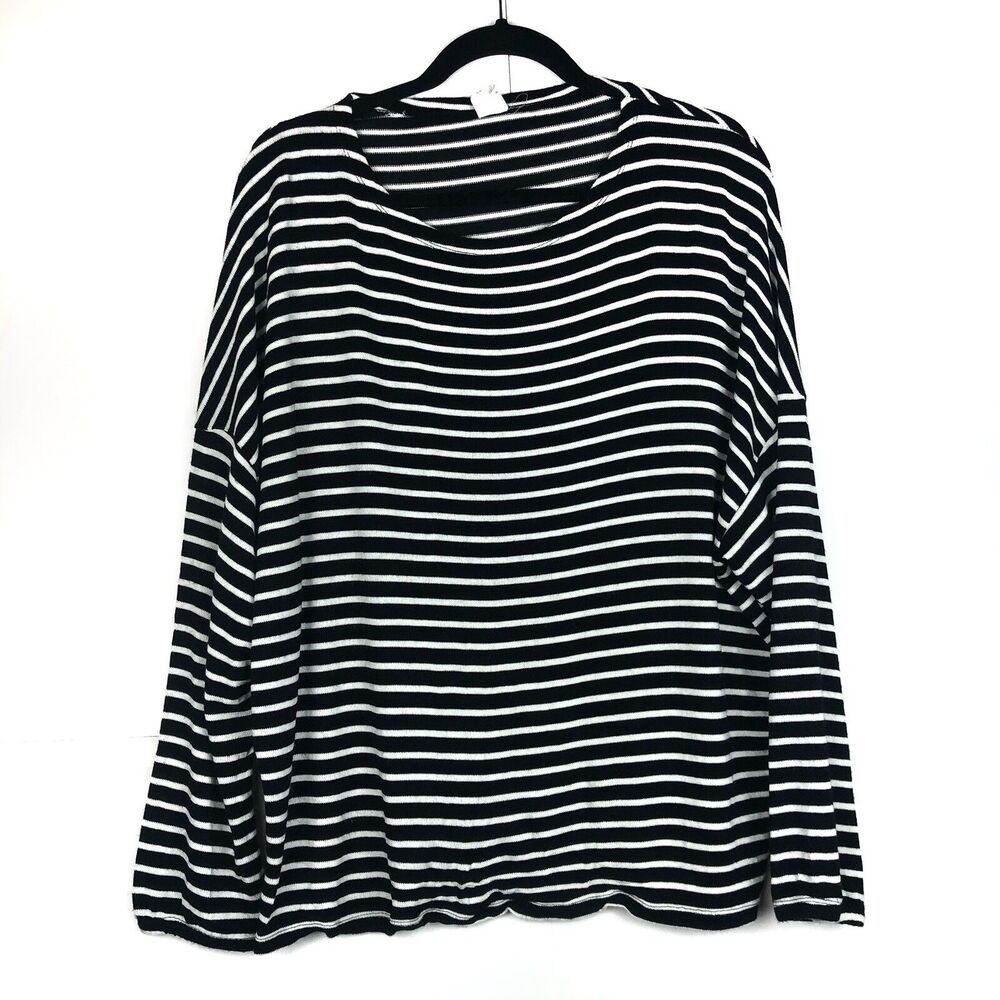 Black White Stripe Oversize Pullover Sweater Size XS